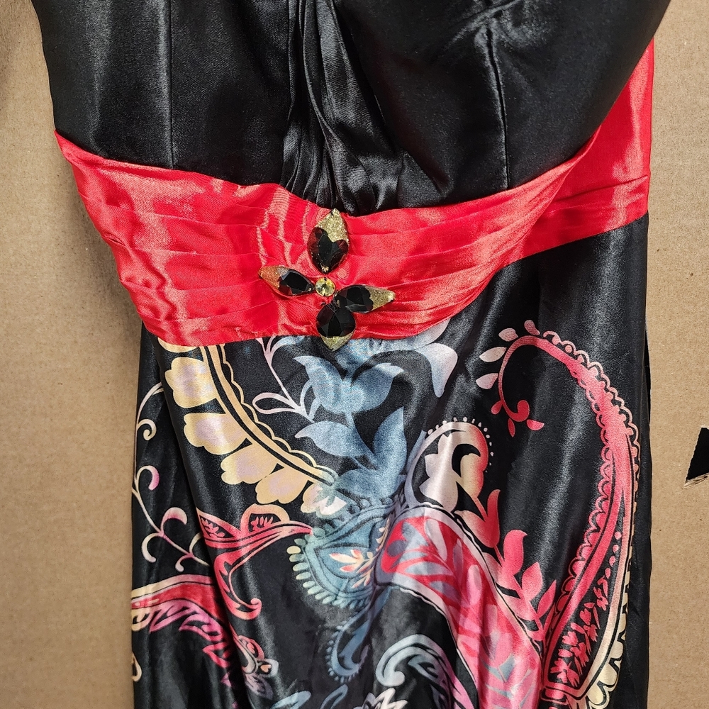 Ever Pretty US10 Empire Waist Scarf Satin Print Dress